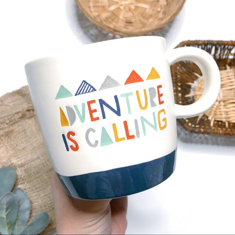 Hallmark White Mug with Multicolor Lettering and Navy Band